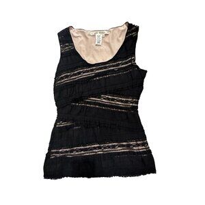 MAX STUDIO Black Lace Scoopneck Tank Top Size Medium